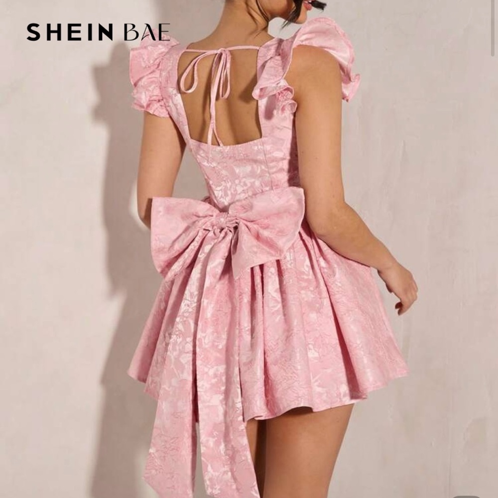 SHEIN Pink Bow Back Dress